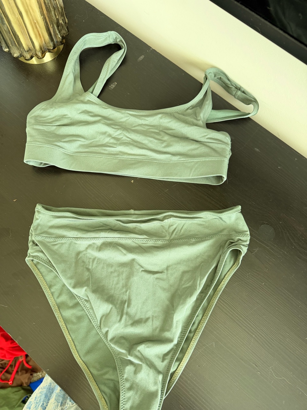 H&M Sage Green Seamless Bralette and Bikini Brief Set